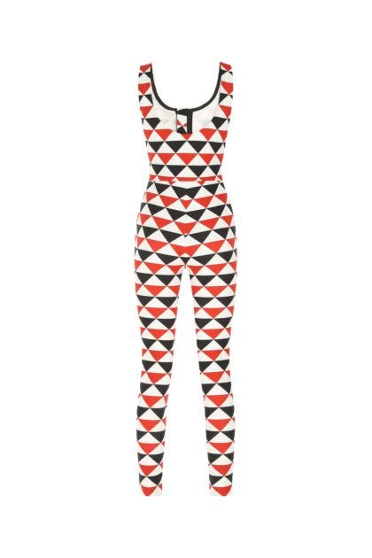 Printed stretch polyester jumpsuit