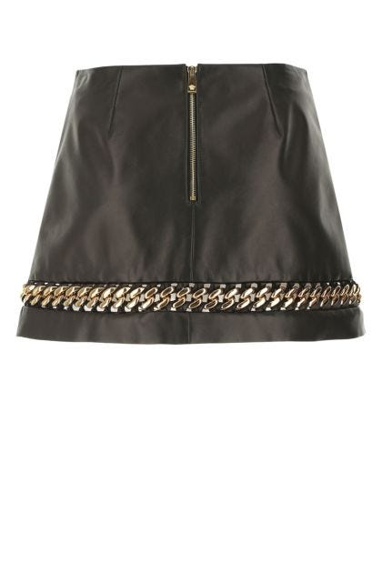 Black nappa leather mini skirt