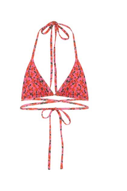 Printed stretch nylon bikini top 