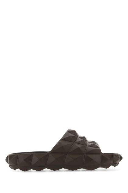 Dark brown rubber Roman Stud Turtle slippers 