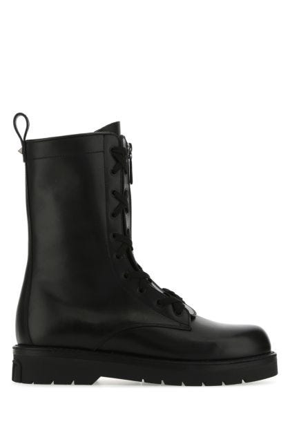 Black leather XCombat ankle boots
