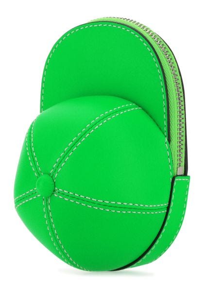 Fluo green leather nano Cap pouch 