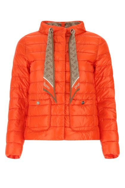 Orange nylon down jacket