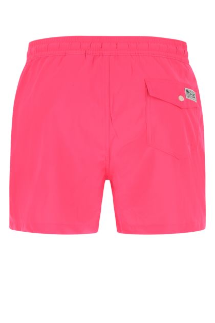 Fuchsia stretch polyester swimming shorts 