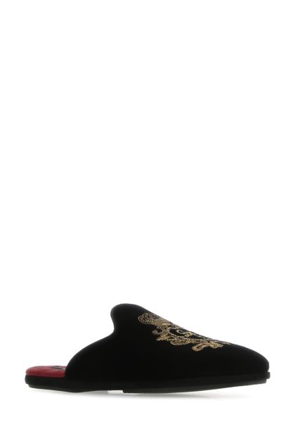 Black velvet slippers