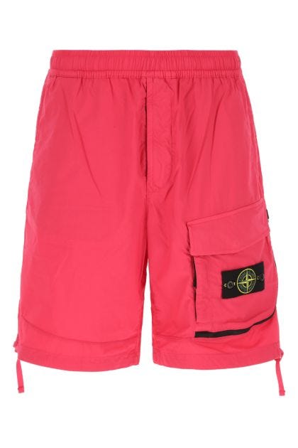 Fuchsia stretch cotton bermuda shorts