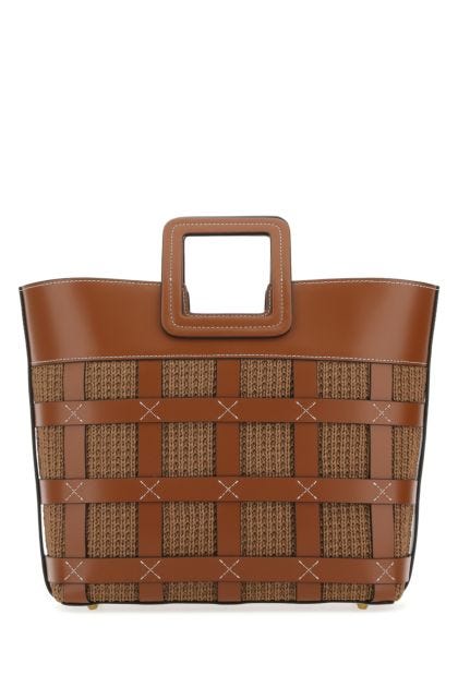 Brown leather and raffia Shirley shopping bag