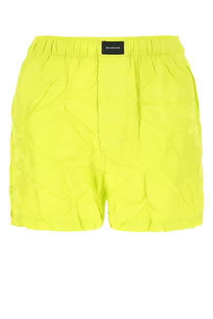 Fluo yellow viscose shorts