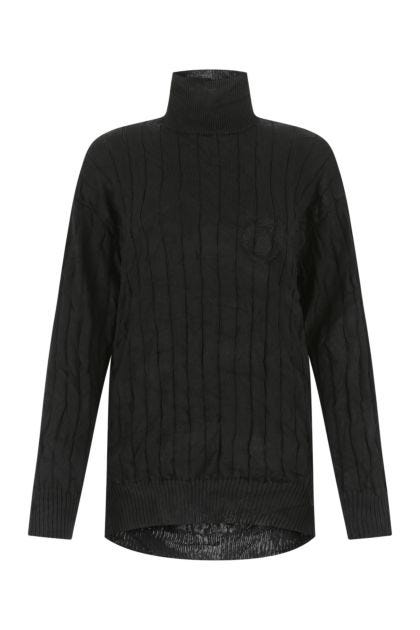 Black silk blend oversize sweater