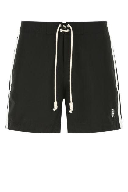 Black polyester swimming shorts