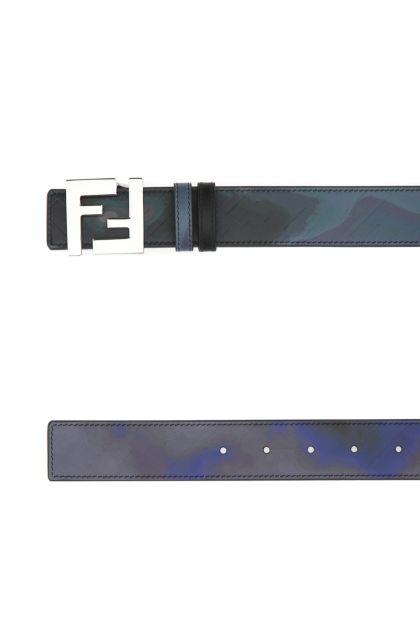 Printed leather reversible belt