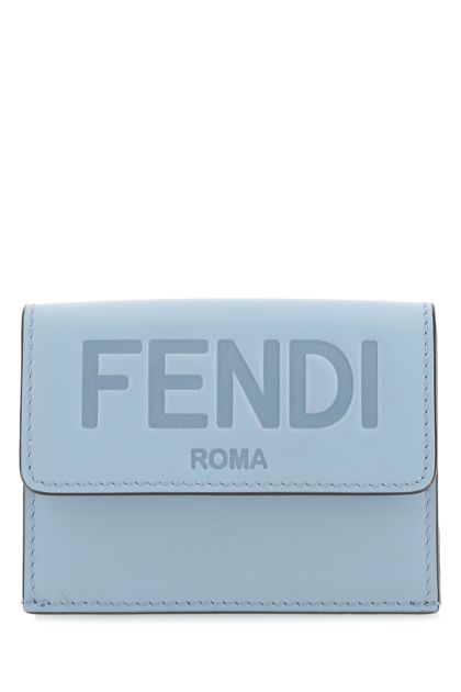 Pastel light-blue leather micro Trifold wallet 
