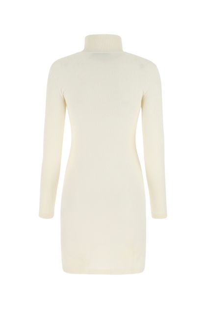 White stretch cotton blend dress 