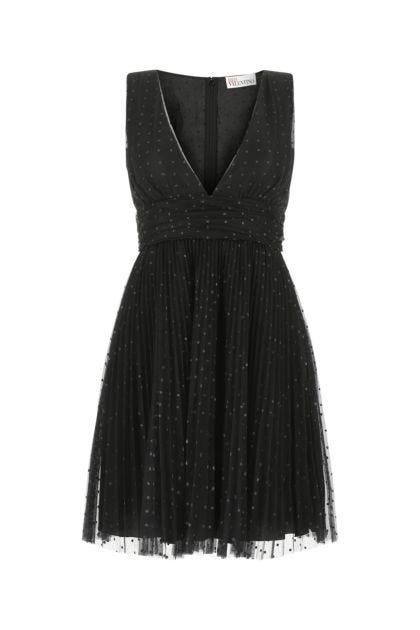 Black mesh mini dress