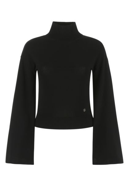 Black stretch viscose blend sweater 
