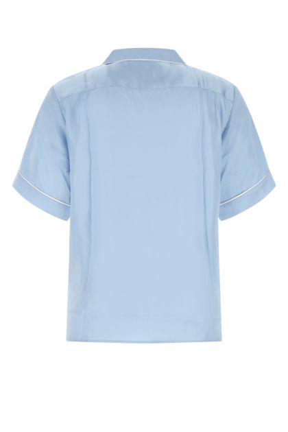 Powder blue satin oversize shirt