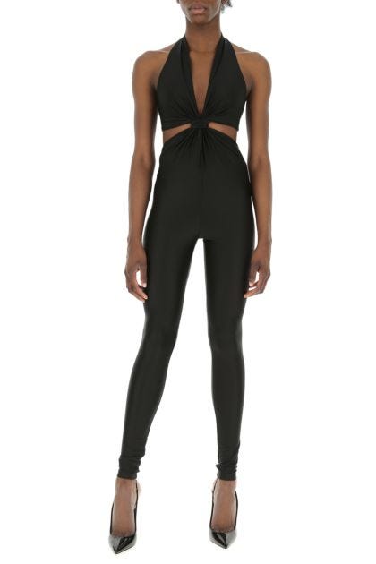 Black stretch nylon jumpsuit 