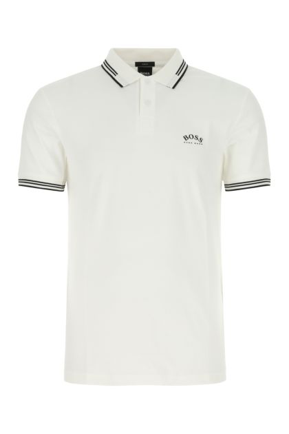 White stretch piquet polo shirt 