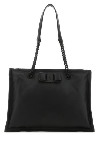 Black leather Viva Bow shopping bag 