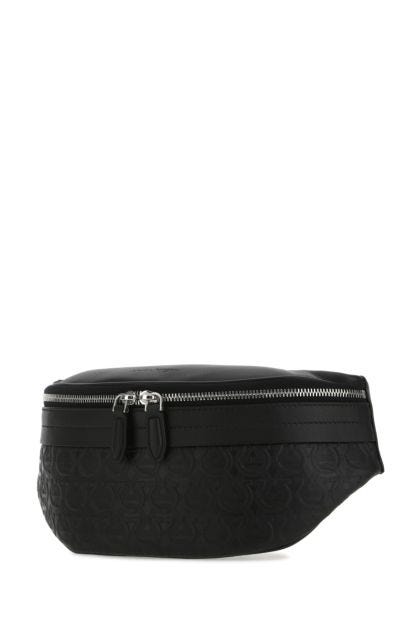 Black leather Gancini belt bag
