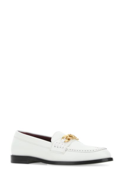 White leather VLogo Chain loafers
