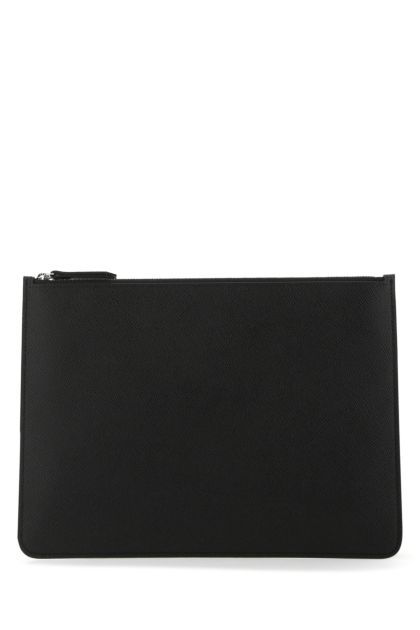 Black leather clutch