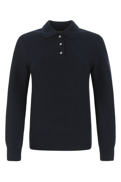 Midnight blue wool polo shirt