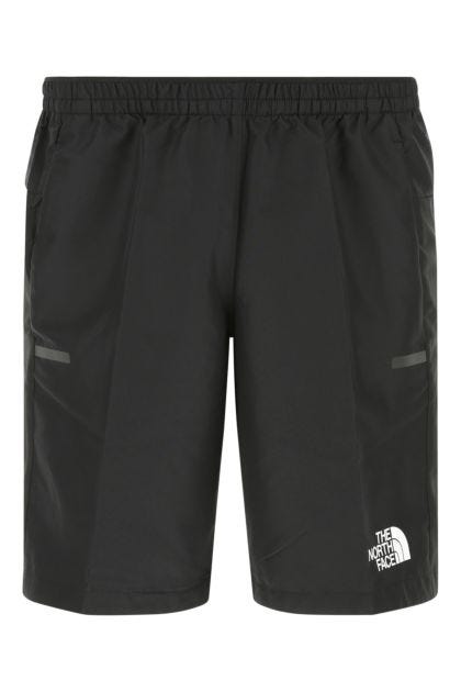 Black polyester bermuda shorts
