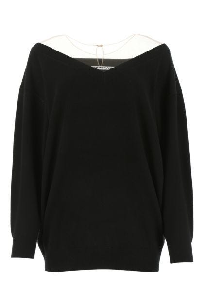 Black wool blend oversize sweater 