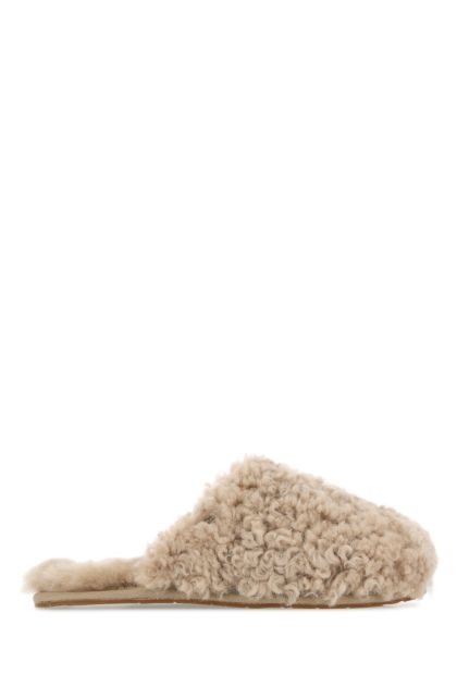 Sand shearling Maxi Curly slippers