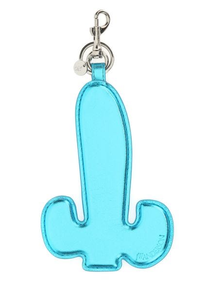 Light blue leather key chain