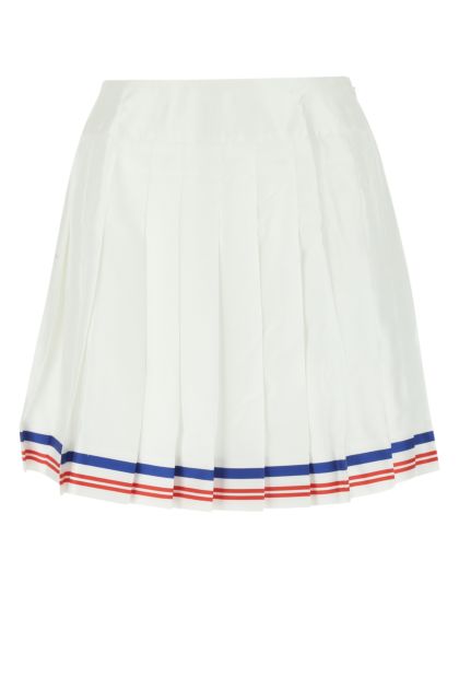 White satin Par Avion mini skirt