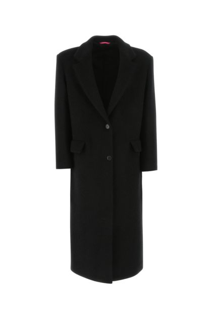 Black stretch wool blend coat