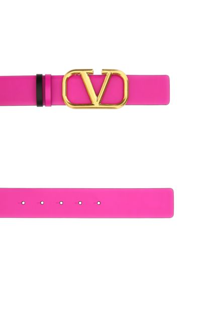Pink PP  leather reversible VLogo Signature belt 