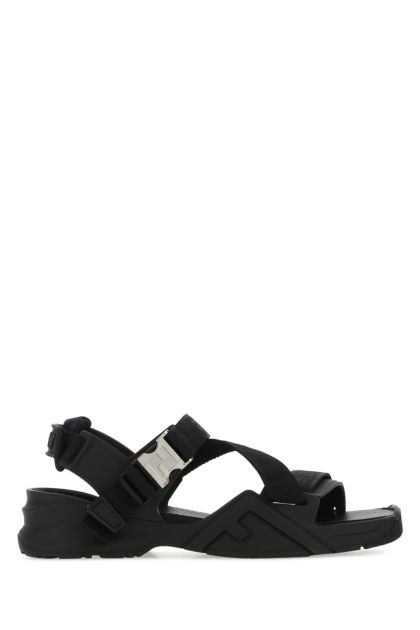 Black nylon and rubber sandals