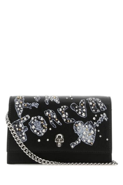 Black leather small Skull clutch 