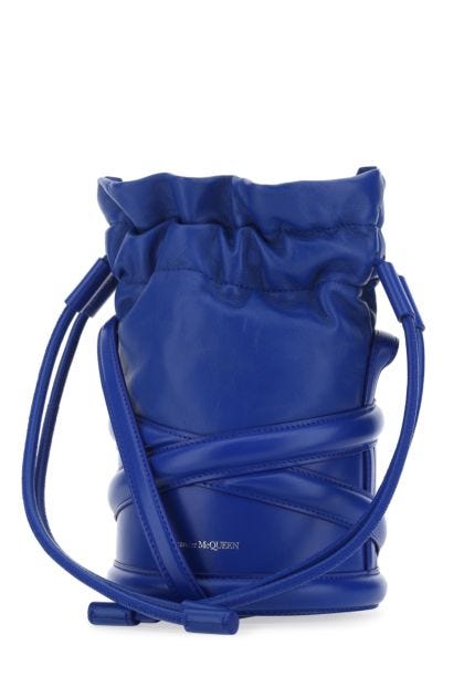 Electric blue leather bucket bag 