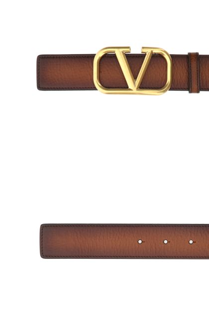 Brown leather VLogo Signature belt 