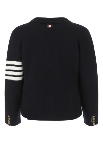 Navy blue wool blend 4-Bar blazer 