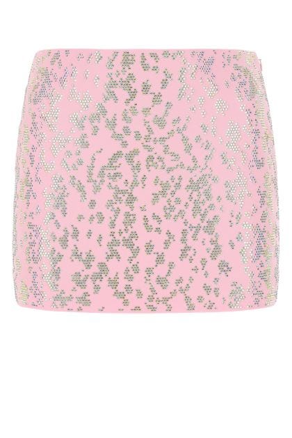 Pink stretch crepe mini skirt