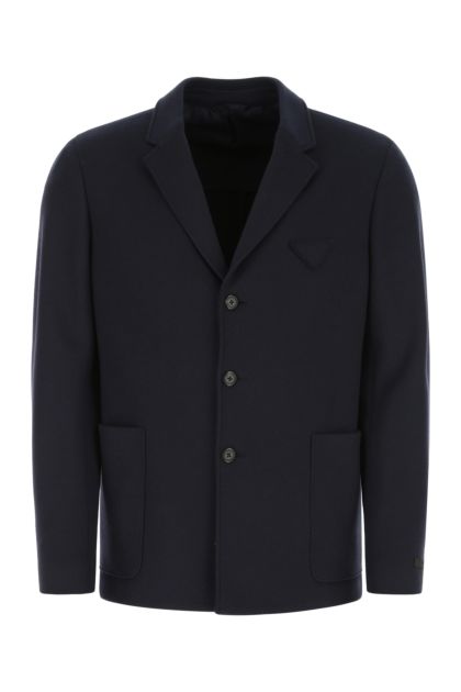 Navy blue cashmere and wool blend blazer