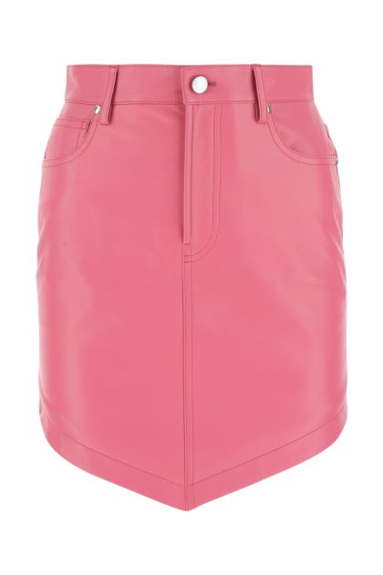 Dark pink leather mini skirt