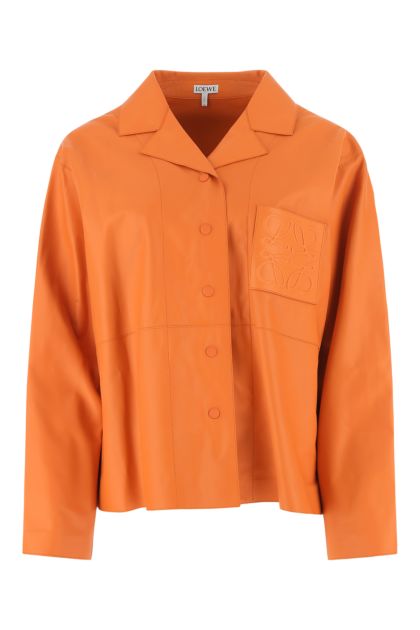 Orange leather oversize shirt