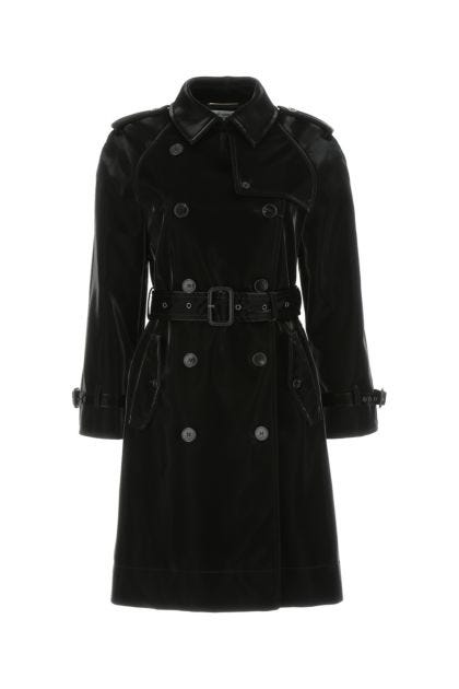 Black vinyl trench coat
