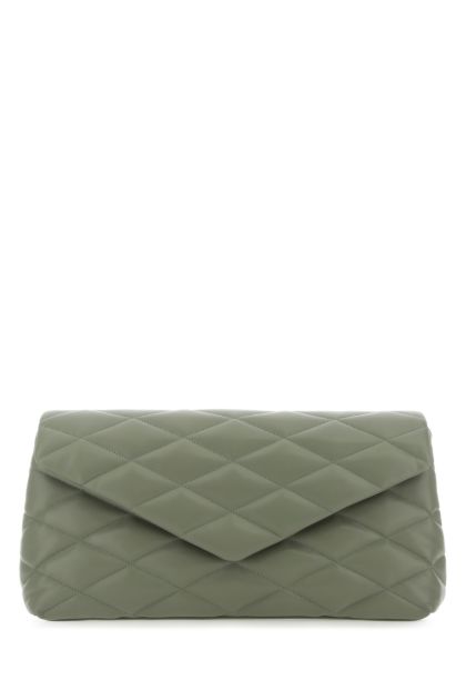 Sage green nappa leather Envelope Puffer clutch