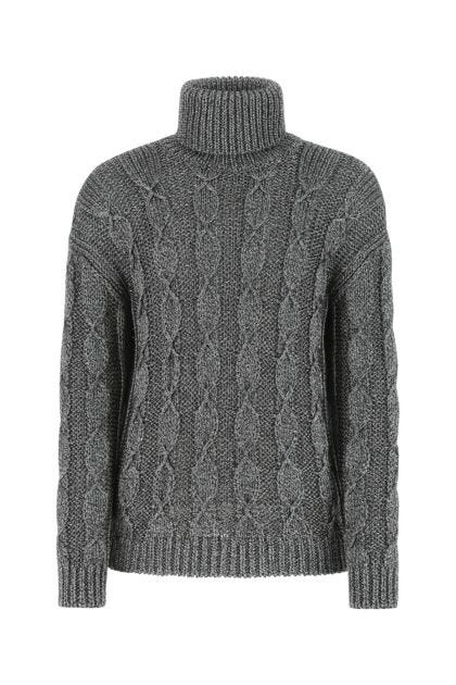 Melange grey viscose blend sweater