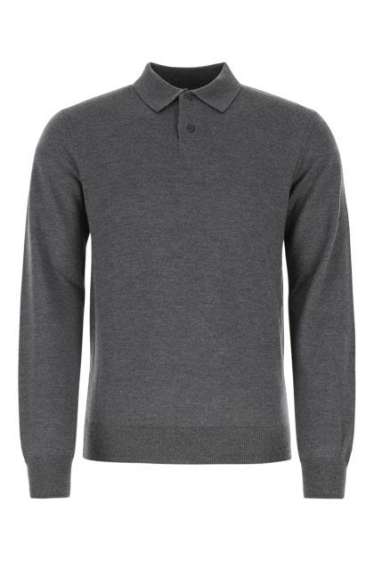 Dark grey wool polo shirt