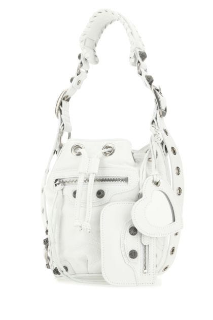 White nappa leather Le Cagole XS bucket bag 