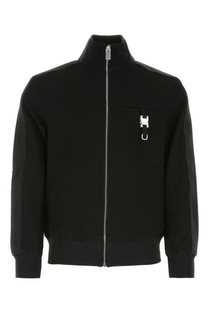 Black stretch polyester blend sweatshirt 