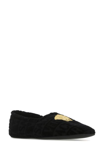 Black terry fabric slippers